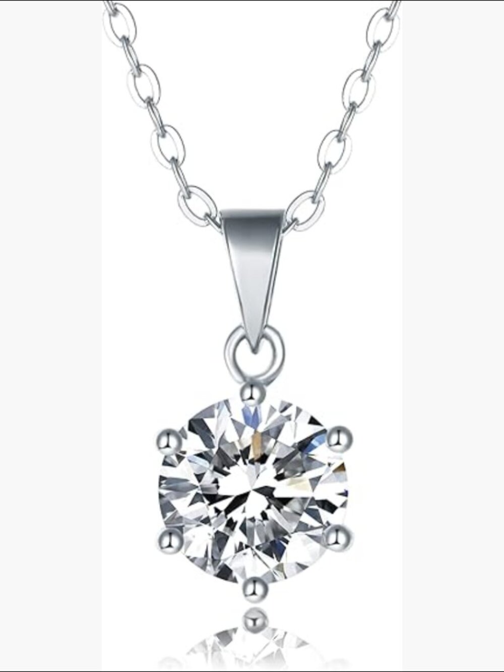 18K White Gold 1 cttw Moissanite Solitaire Pendant Necklace 925 Sterling Silver